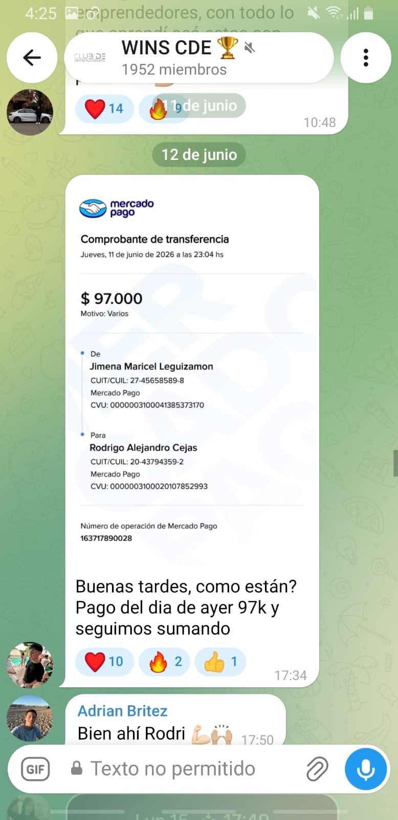 Resultado de un integrante de la comunidad Norvex
