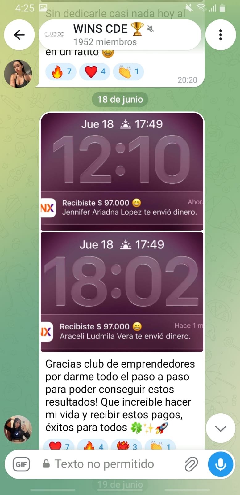 Resultado de un integrante de la comunidad Norvex